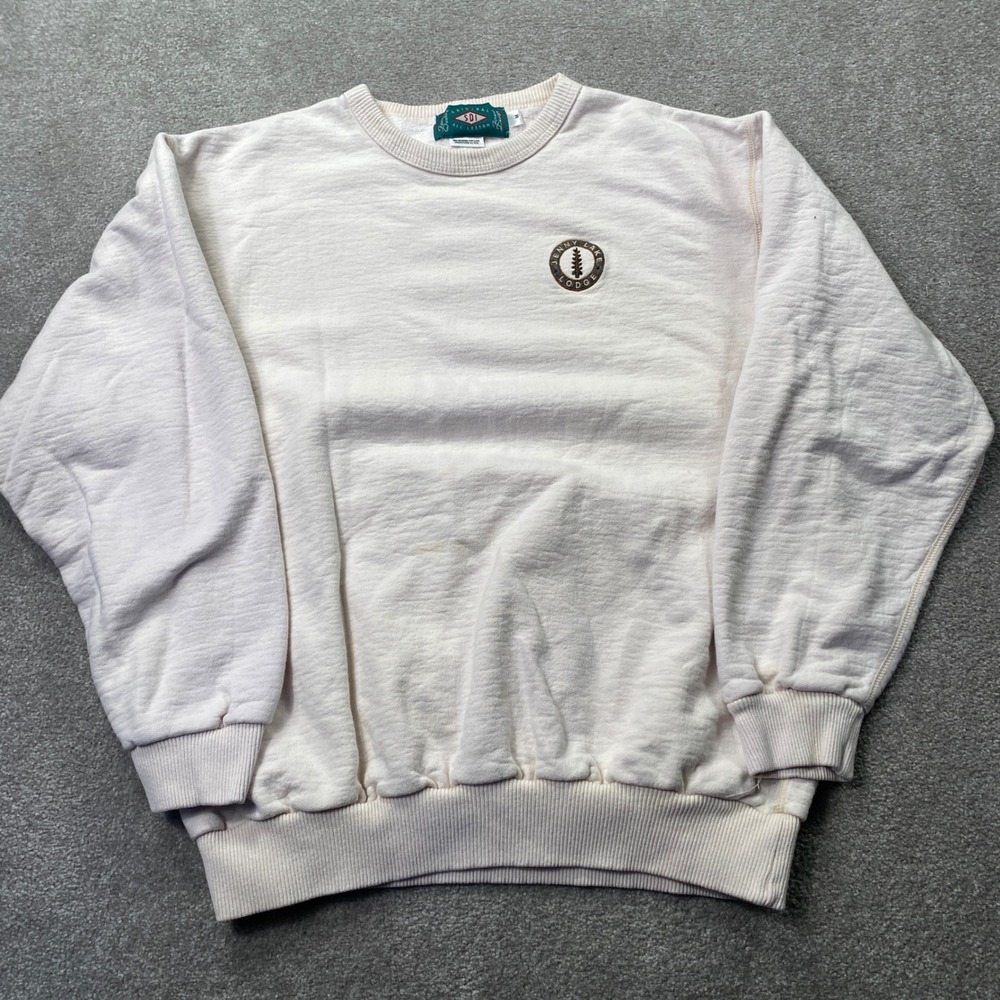 SDI Jenny Lake Lodge Sweatshirt Unisex Medium Cream Vintage Cotton Pullover